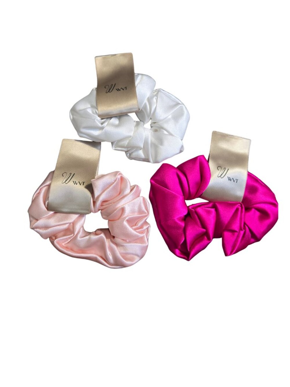 NIP WVT 100% Pure Silk Hair Scrunchies Set of 3 Anti Crease Hair Ties